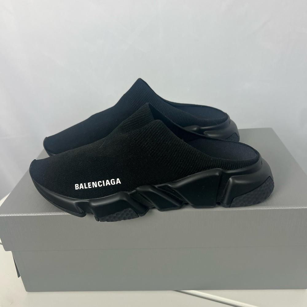 Balenciaga Black Sneakers with Chunky Sole and Knit Upper